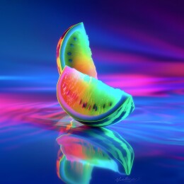 幻彩瓜冰绽霓境漾绚柔光韵