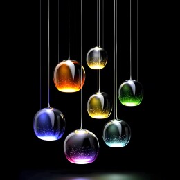 彩璃盏悬黑境绽绚光织幻韵