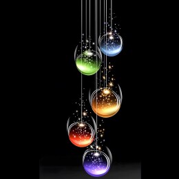 彩璃盏悬黑境绽绚光织幻韵