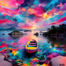 幻彩云舟映镜湖绽梦之境