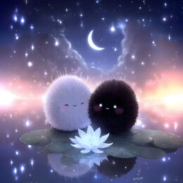 星夜双绒团伴莲绽柔光