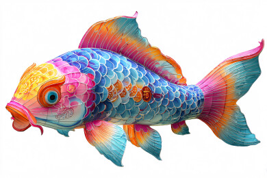 中国传统手工五彩鱼形灯笼