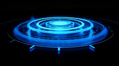 蓝色科技感发光圆环未来感光影界面设计