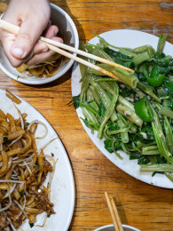 广式椒丝腐乳炒通菜特写