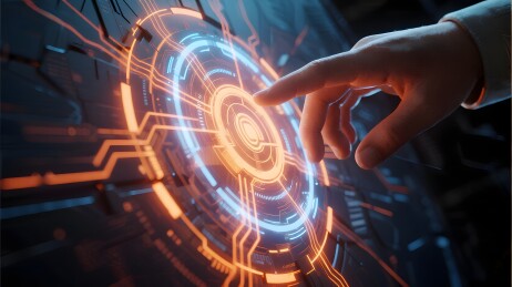 科技触控界面手部特写