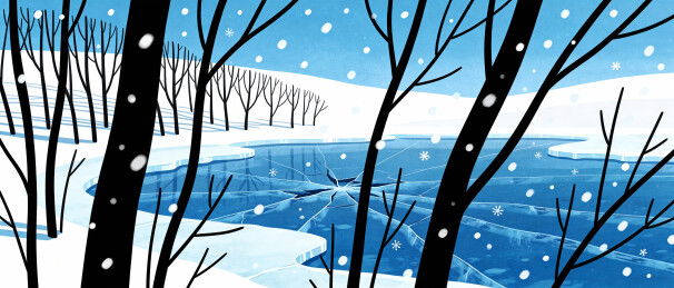 冬天结冰的湖面