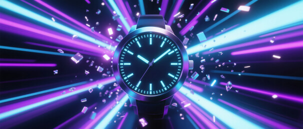 流光彩带与数字时钟