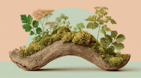 枯木苔藓植物景观