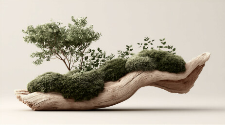 枯木上的绿植景观