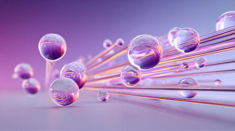 梦幻紫色玻璃球与金属线条组合