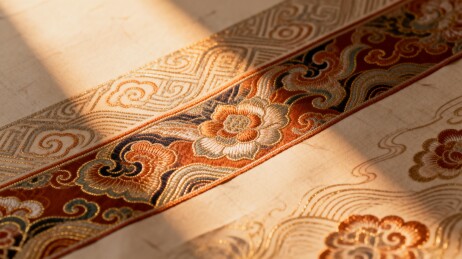 精美织锦花纹特写