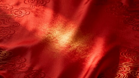 红色织锦云纹特写光影