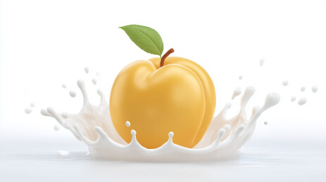 鲜美黄桃牛奶飞溅