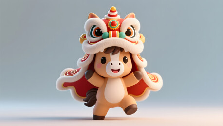 醒狮造型小马公仔展现喜庆活力