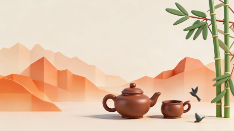 中式茶具禅意摆拍背景