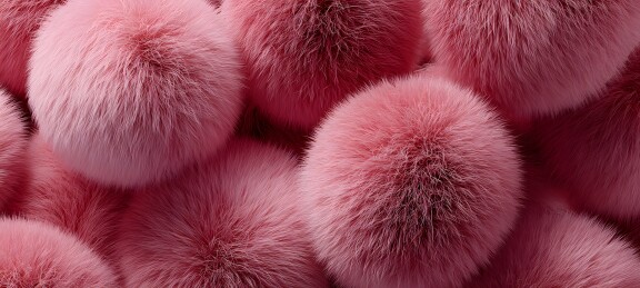 粉色毛绒球堆叠特写