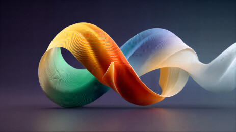 色彩渐变的立体螺旋丝带