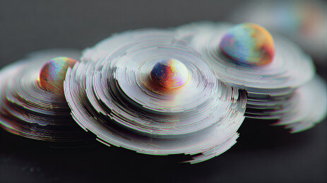 艺术感的多层圆盘与彩色球体组合