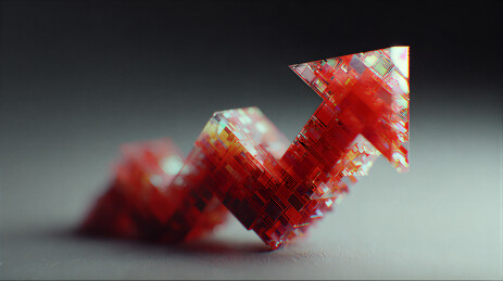 红色像素化向上箭头