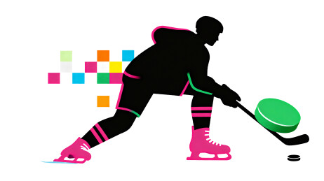 彩色冰球运动剪影