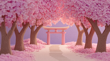 樱花鸟居梦幻仙境