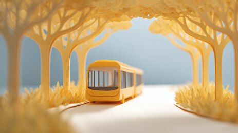 纸雕秋日巴士之旅