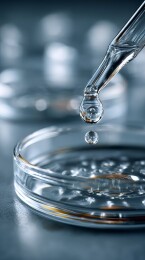 蓝色液滴实验室滴管悬停