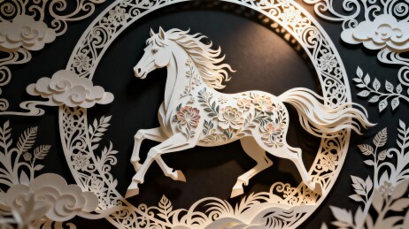 精美纸雕马艺术作品图片