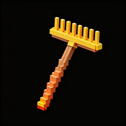 像素风格耙子工具特写