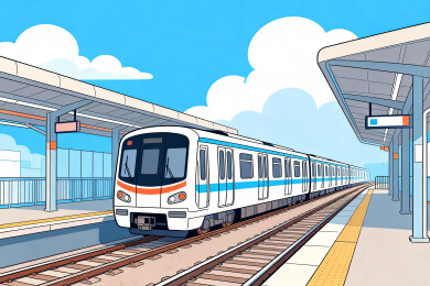 城市轨道交通轻轨停靠在站台