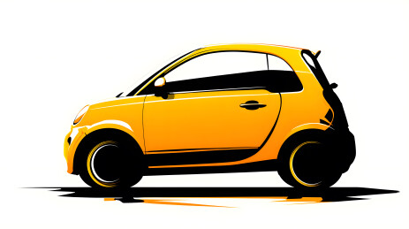 黄色小型汽车剪影插画