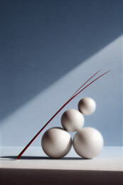 光影下的球体与红杆静物