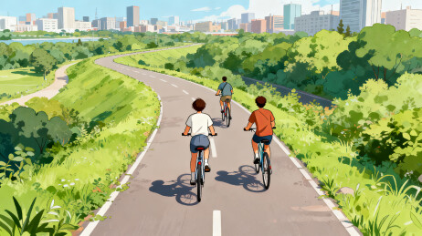 城市郊外绿道骑行