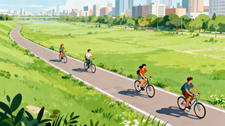 城市郊外绿道骑行