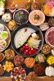 麻辣火锅菜品食材摆盘大全川渝火锅食材特写