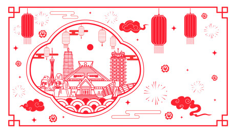 中国郑州传统工艺刻纸剪纸文化新年灯笼城市