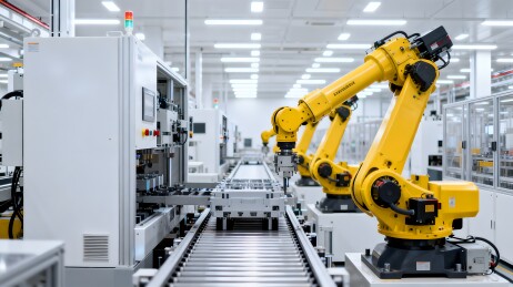 工厂车间机械臂自动化生产线