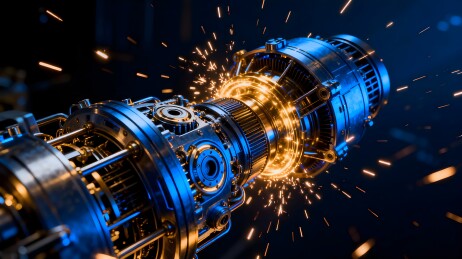 机械引擎火花四溅动态特写