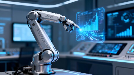 机械臂触碰虚拟数据图表