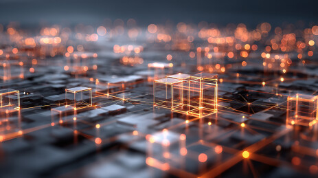 发光立方体构成的科技网络