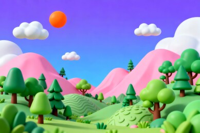 卡通森林马卡龙户外自然场景