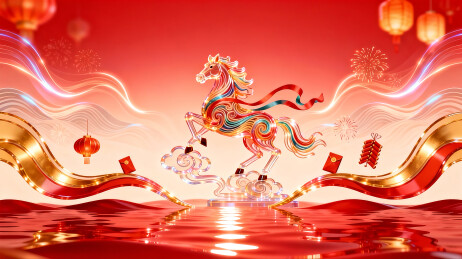 马年新春插画壁纸