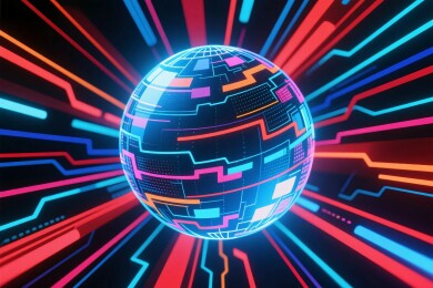 科技感霓虹球形插画