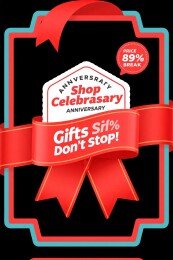 红色丝带促销纪念插画