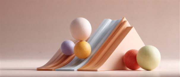 彩色球体与斜坡装置