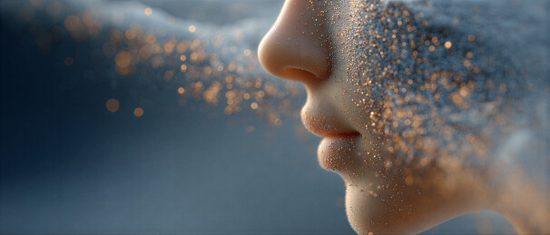 梦幻粒子围绕的女性侧脸