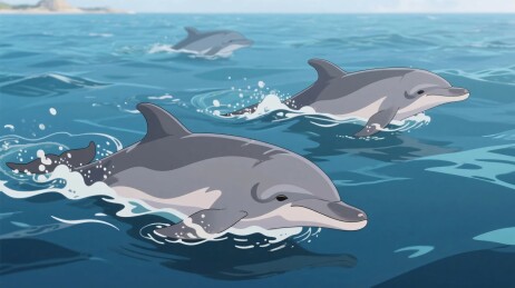 海豚海洋插画