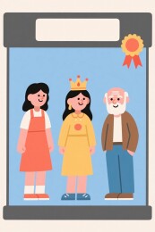 卡通人物展柜插画