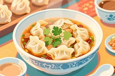 中式饺子汤插画