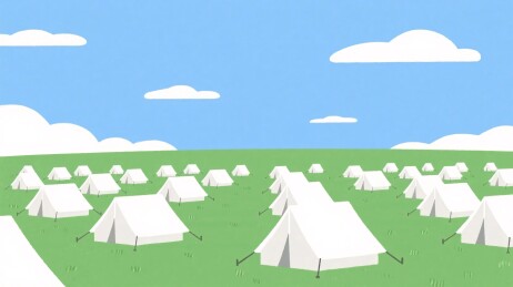 草地帐篷风景插画